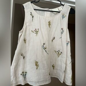 Cynthia Rowley 100% Linen Embroidered Top